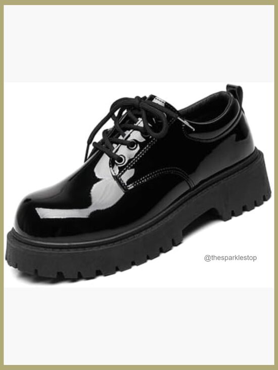 Patent Leather Platform Chunky Dress Shoes Lace Up Oxfords Derby Business Casual main image 5